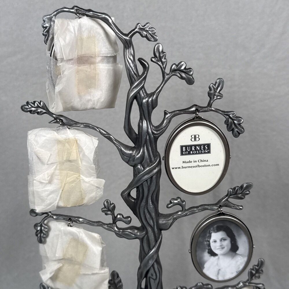 Burnes Of Boston Metal Family Tree Picture Frame Photo Holder Pewter 11” - Picture 4 of 6